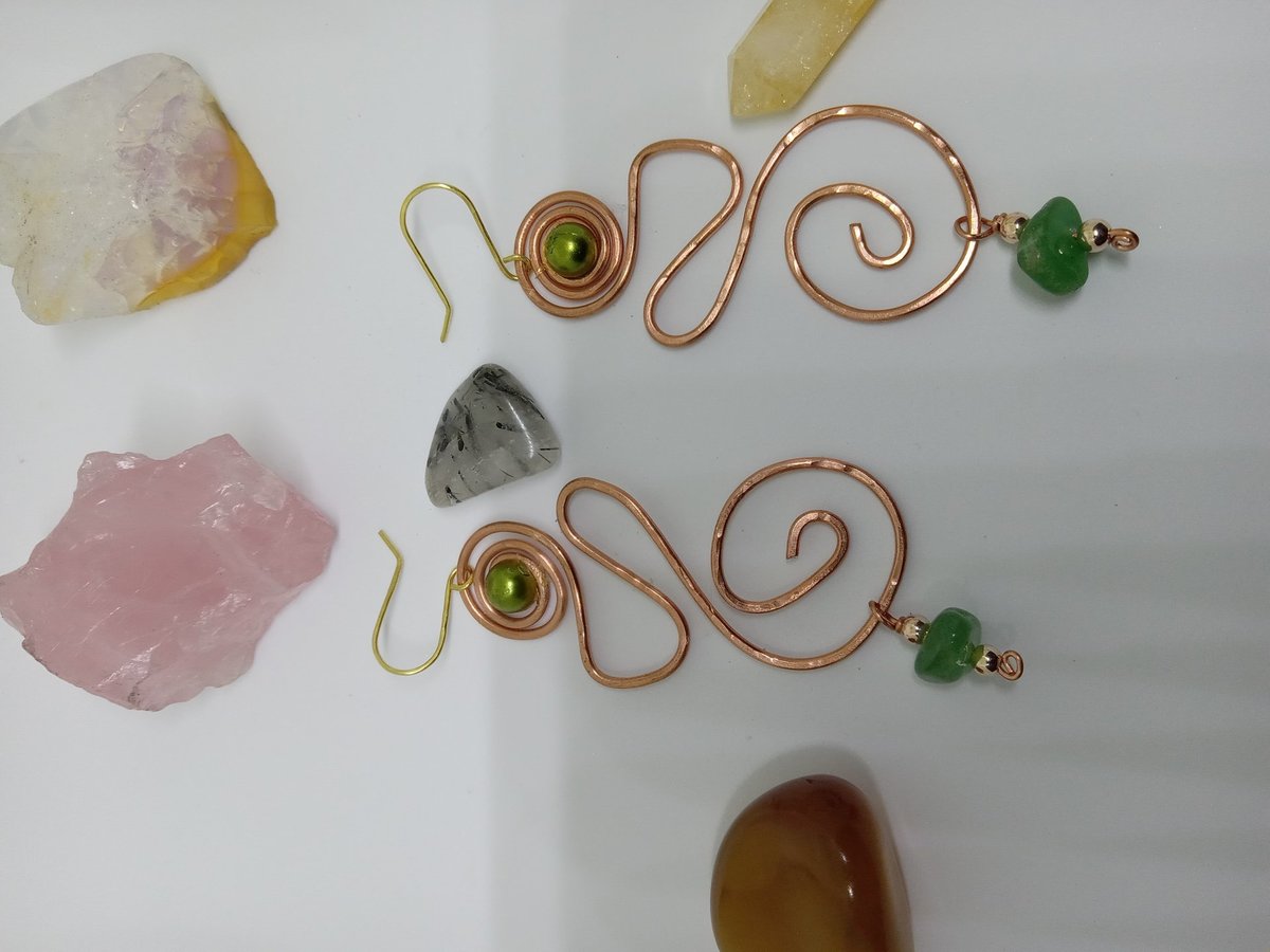 Copper Earrings with Adventurine