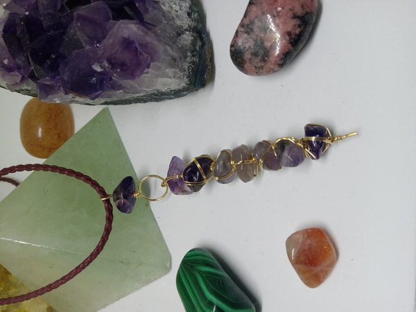 Amethyst Stacked gemstone nugget Pendant