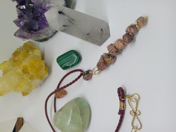 Rhodonite Stacked gemstone nugget Pendant