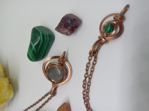 Labradorite Pendant and Malachite Pendant