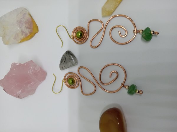 Copper Earrings with Adventurine 