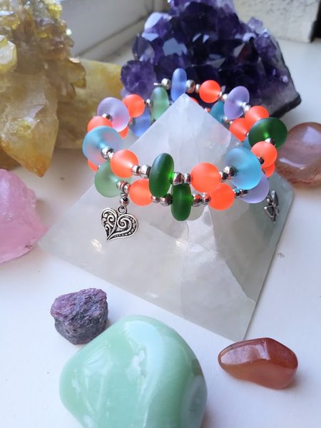 Multi-Colored Sea Glass Stack Bracelet