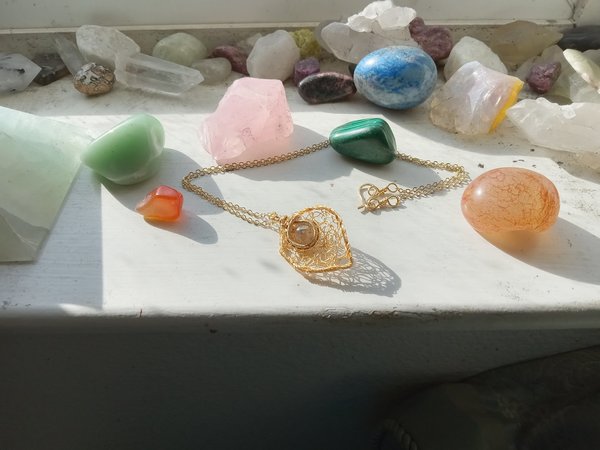 Layered Pendant Necklace In Gold Tone